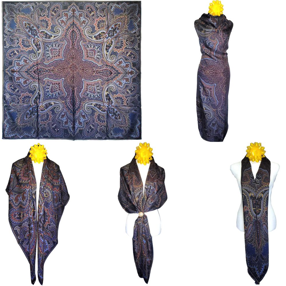 NWT Genuine 100% Mulberry Silk Twill Satin Scarf 53"x53" Large Square 62011